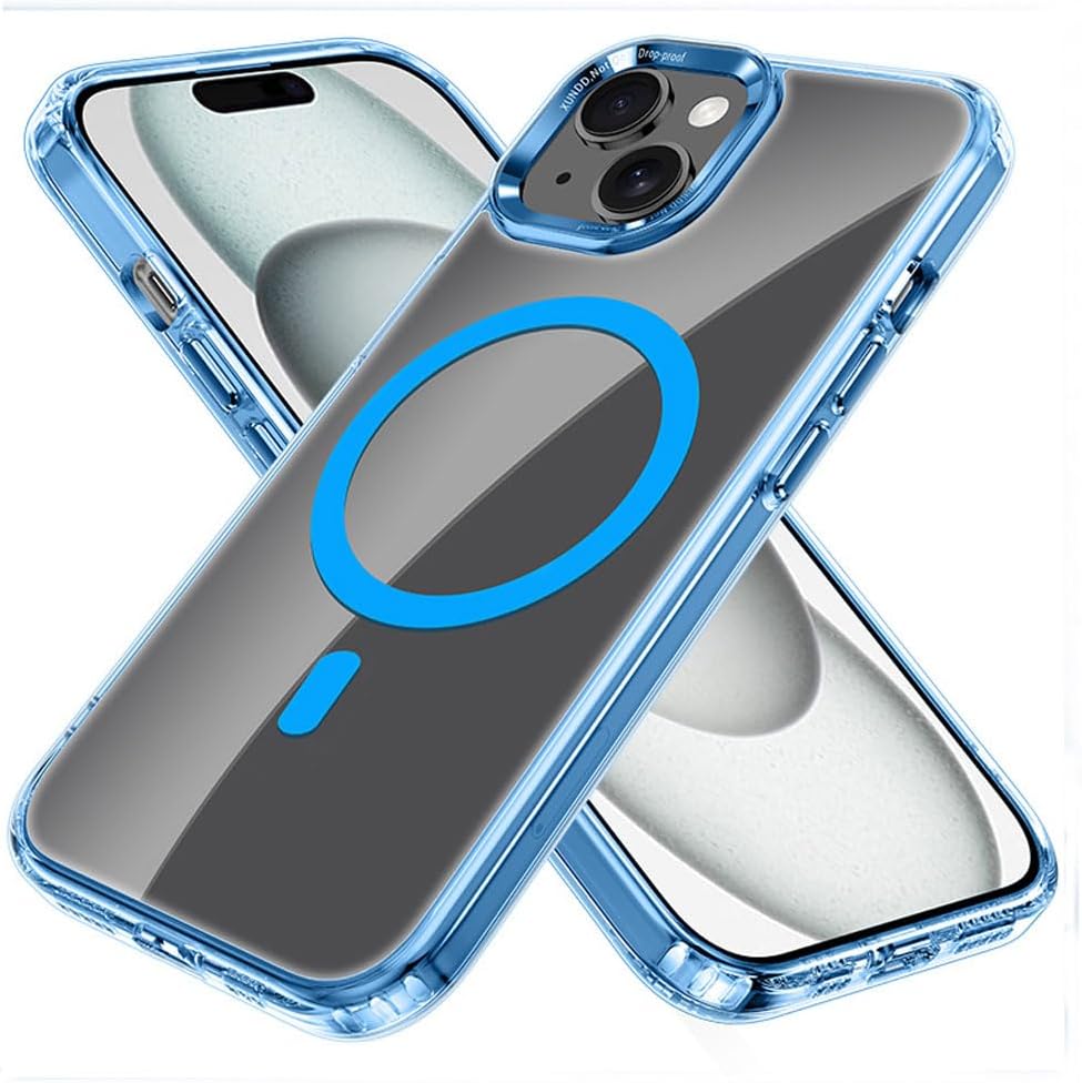 [Mag Fusion] Shockproof, Anti-Scratch, Slim & Light, Gel Bumper & Clear Hard Back Compatible with MagSafe Case Cover for iPhone 15 6.1"
