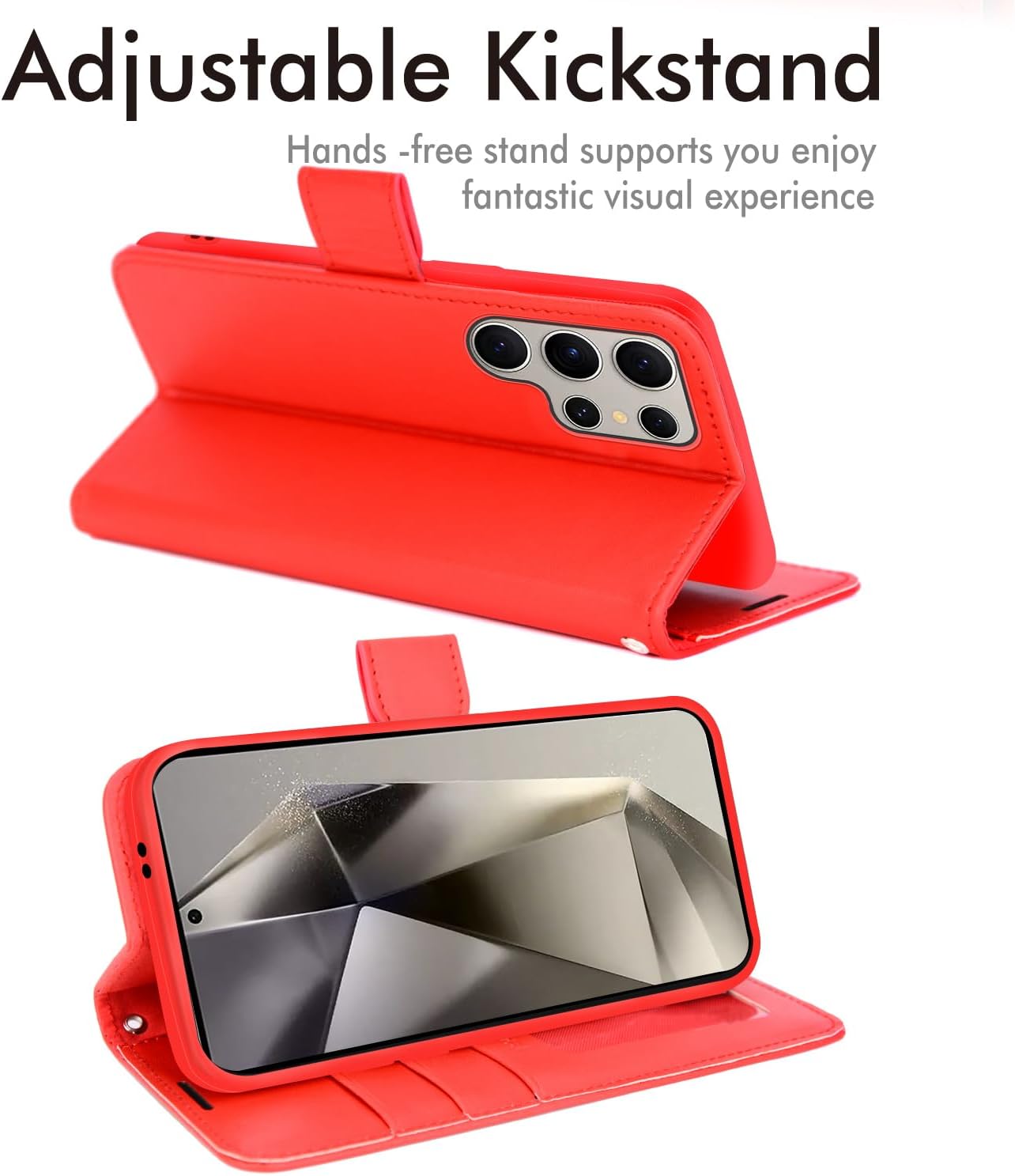 [Wallet Case] Protective Cover with Cash & Card Holder, Stand and Wrist Strap For Samsung Galaxy S24 Ultra
