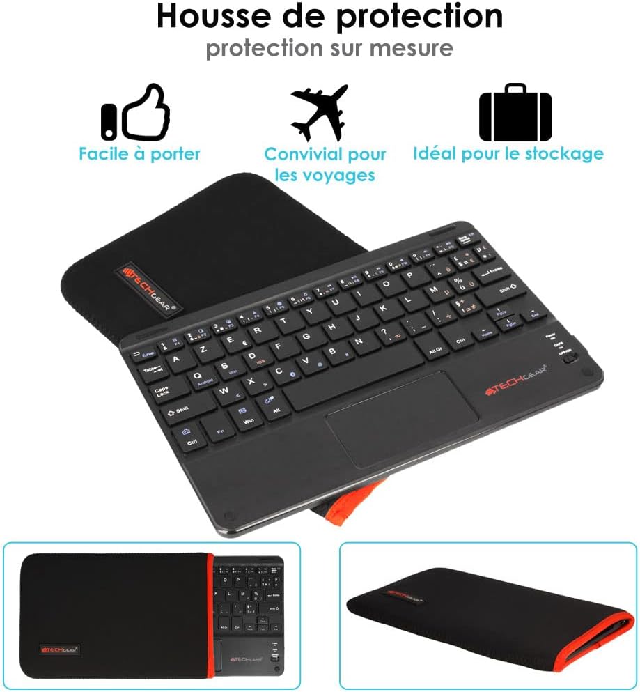 [Active Strike Pro] French AZERTY Slim Bluetooth Wireless Keyboard with Mouse Touchpad