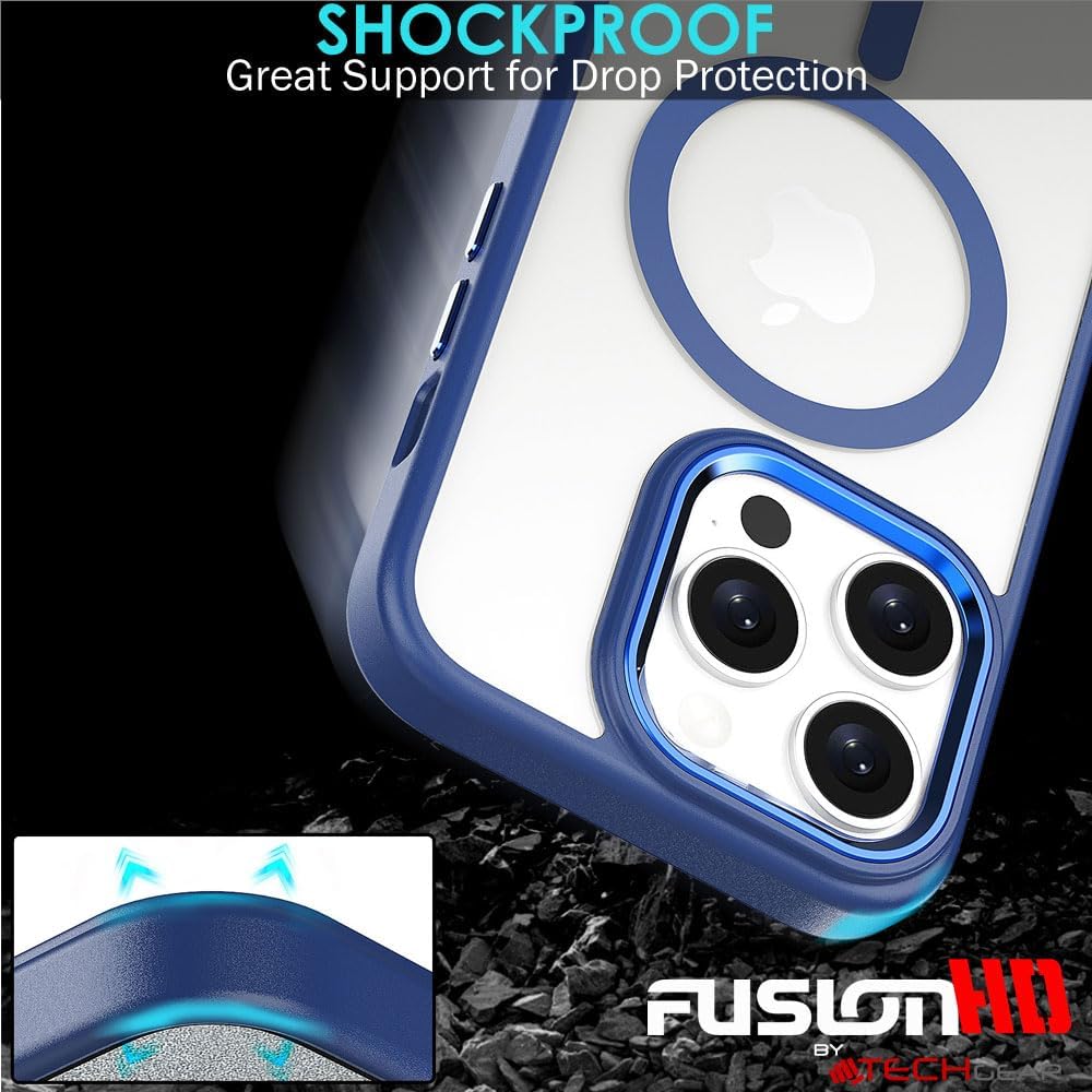 iPhone 15 Pro Max Tough MagSafe Case [Magnetic Fusion] Premium Tough Rugged Protective Case Slim Heavy Duty Protection with Clear Back