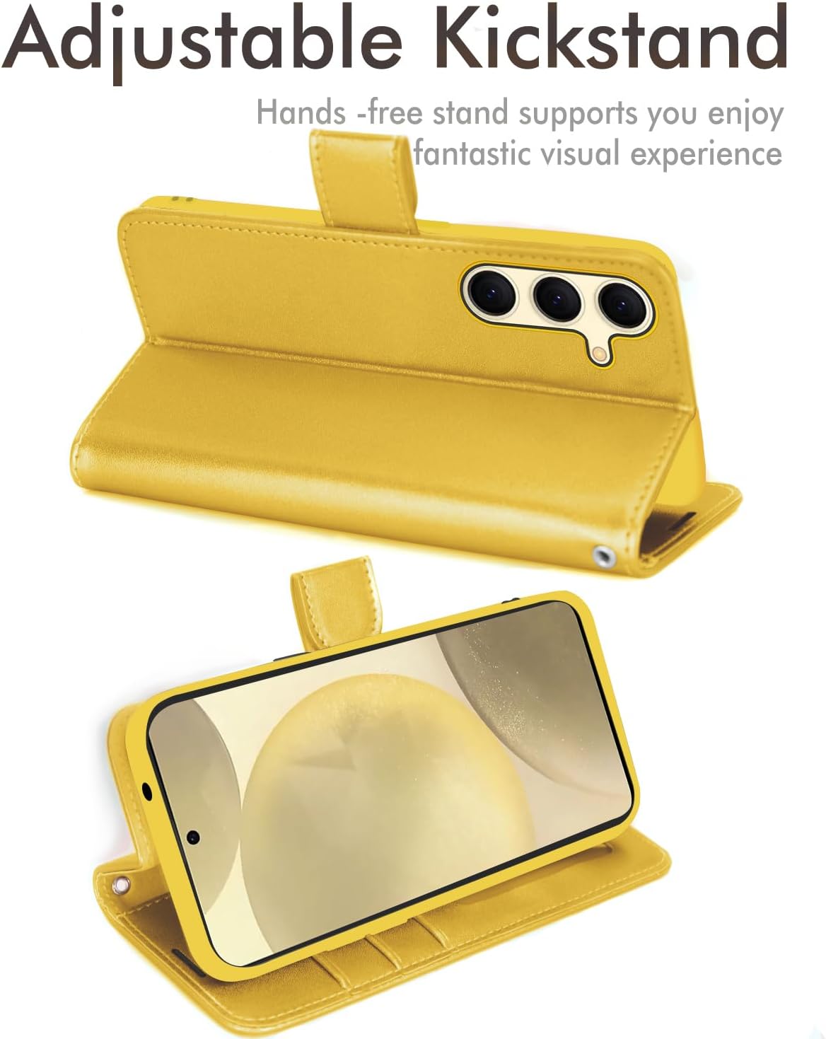 [Wallet Case] Protective Cover with Cash & Card Holder, Stand and Wrist Strap For Samsung Galaxy S24 Plus