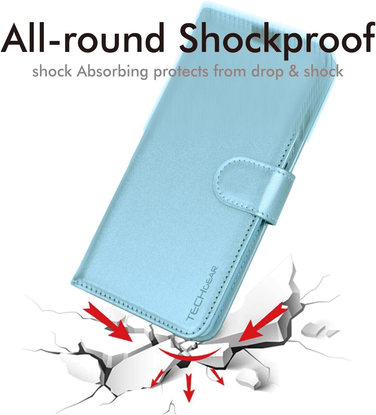 [Wallet Case] Protective Cover with Cash & Card Holder, Stand and Wrist Strap For Apple iPhone 15