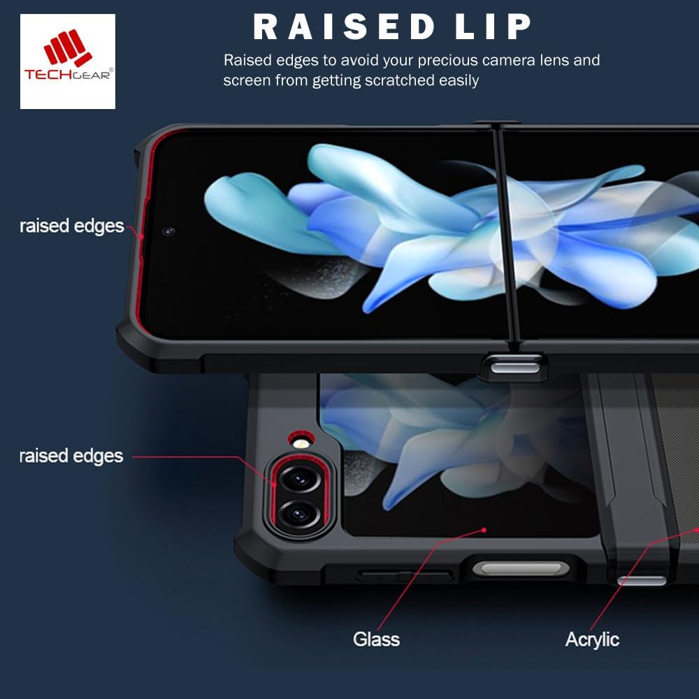 Samsung Galaxy Z Flip 5 Screen Protector & Hinge Case, Premium Fusion Tough Rugged [Hinge Protection Cover] [Screen Protector] Slim Heavy Duty Case