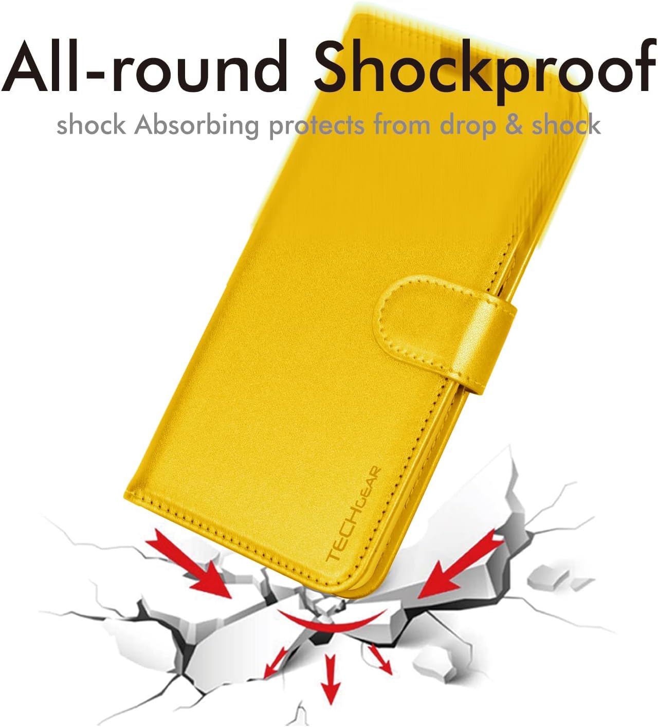 [Wallet Case] Protective Cover with Cash & Card Holder, Stand and Wrist Strap For Apple iPhone 15