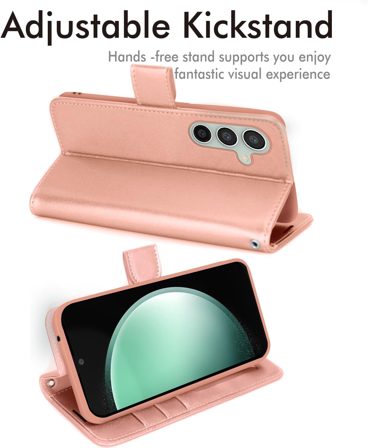 [Leather Wallet Case] Protective Cover with Cash & Card Holder, Stand and Wrist Strap For Samsung Galaxy S23 FE 5G