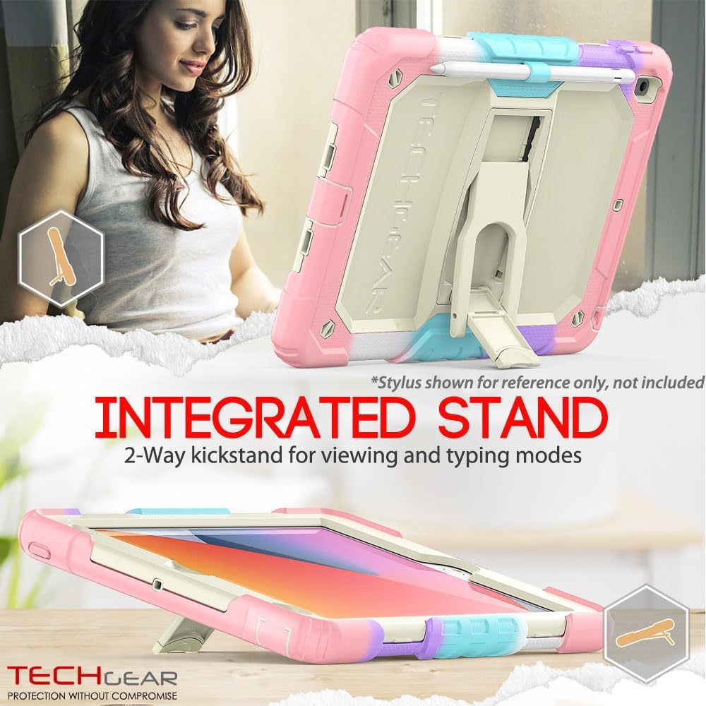 [ArmourSHIELD Case] Full Body Tough Rugged Case with Folding Stand & Screen Protector For Apple iPad 10.2" 2021/2020/2019 [9th/8th/7th Generation]
