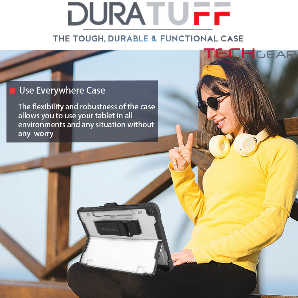[DuraTUFF Case] Tough Rugged HEAVY DUTY Armour Shockproof Impact Case with Hand Strap, Shoulder Strap & Stand Cover for Microsoft Surface Pro 12 (12", 2025)
