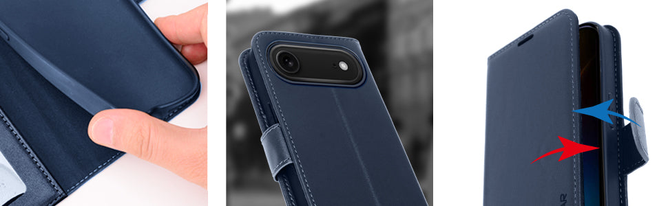 [Wallet Case] RFID Blocking, Leather Flip Cover with Card Holder, Kickstand, Wrist Strap, Magnetic Closure For Apple iPhone Air