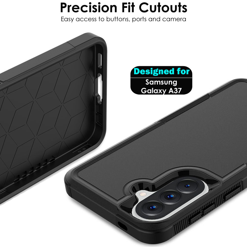 TECHGEAR Tough Rugged Case for Samsung Galaxy A37 5G / A36 5G / A56 5G – Heavy Duty Shockproof Work Phone Case with Dual Layer Protection, Non-Slip Grip & Raised Screen Protection (Black)
