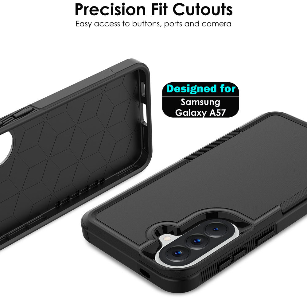 TECHGEAR Tough Rugged Case for Samsung Galaxy A57 5G / A57 4G – Heavy Duty Shockproof Work Phone Case with Dual Layer Protection, Non-Slip Grip & Raised Screen Protection (Black)