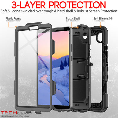 TECHGEAR ArmourSHIELD Case for Samsung Galaxy Tab A11 8.7" (SM-X130/X133/X135) – Tough Rugged Full Body Case with Screen Protector & Kickstand