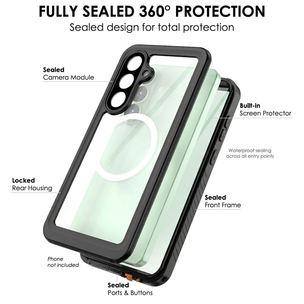 TECHGEAR Waterproof Magnetic Case for Samsung Galaxy S26 Plus (S26+) – IP68 Shockproof 360° Full Body Sealed Cover with Built-In Screen Protector
