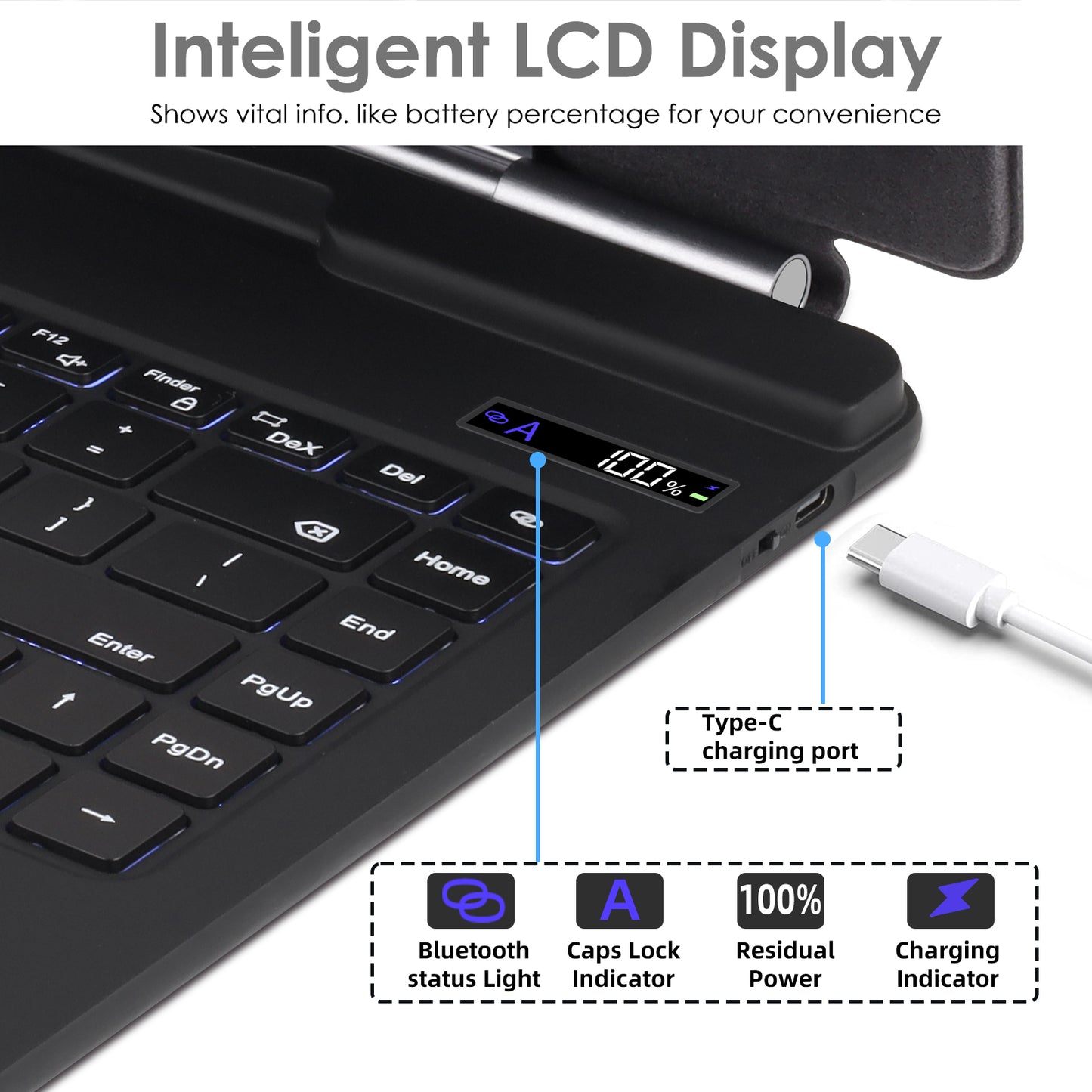 [Magic Keyboard] Magnetic Floating Stand, Precision Multi-Touch Trackpad, 7 Color Backlight, UK QWERTY for Samsung Galaxy Tab S10 Ultra, S9 Ultra, S8 Ultra 14.6" (X920 / X910 / X900 Series)