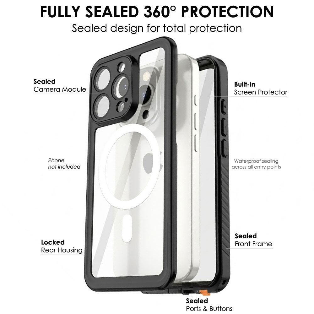 TECHGEAR Waterproof MagSafe Charging Case for iPhone 16 Pro Max 6.9" – IP68 Shockproof 360° Full Body Sealed Cover with Built-In Screen Protector
