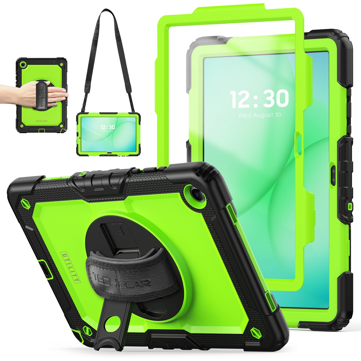 TECHGEAR Utility Case for Samsung Galaxy Tab A11+ (A11 Plus) 11" (SM-X230 / SM-X236) – Full Body Rugged Case with Stand, Hand Strap & Shoulder Strap