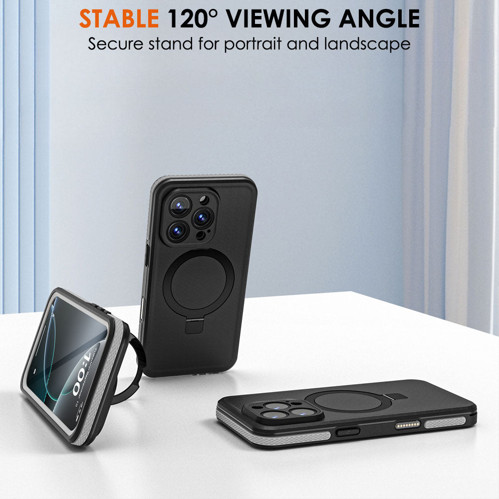 TECHGEAR Waterproof Magnetic Stand Case for iPhone 16 Pro Max 6.9" – IP68 Shockproof MagSafe Compatible Cover