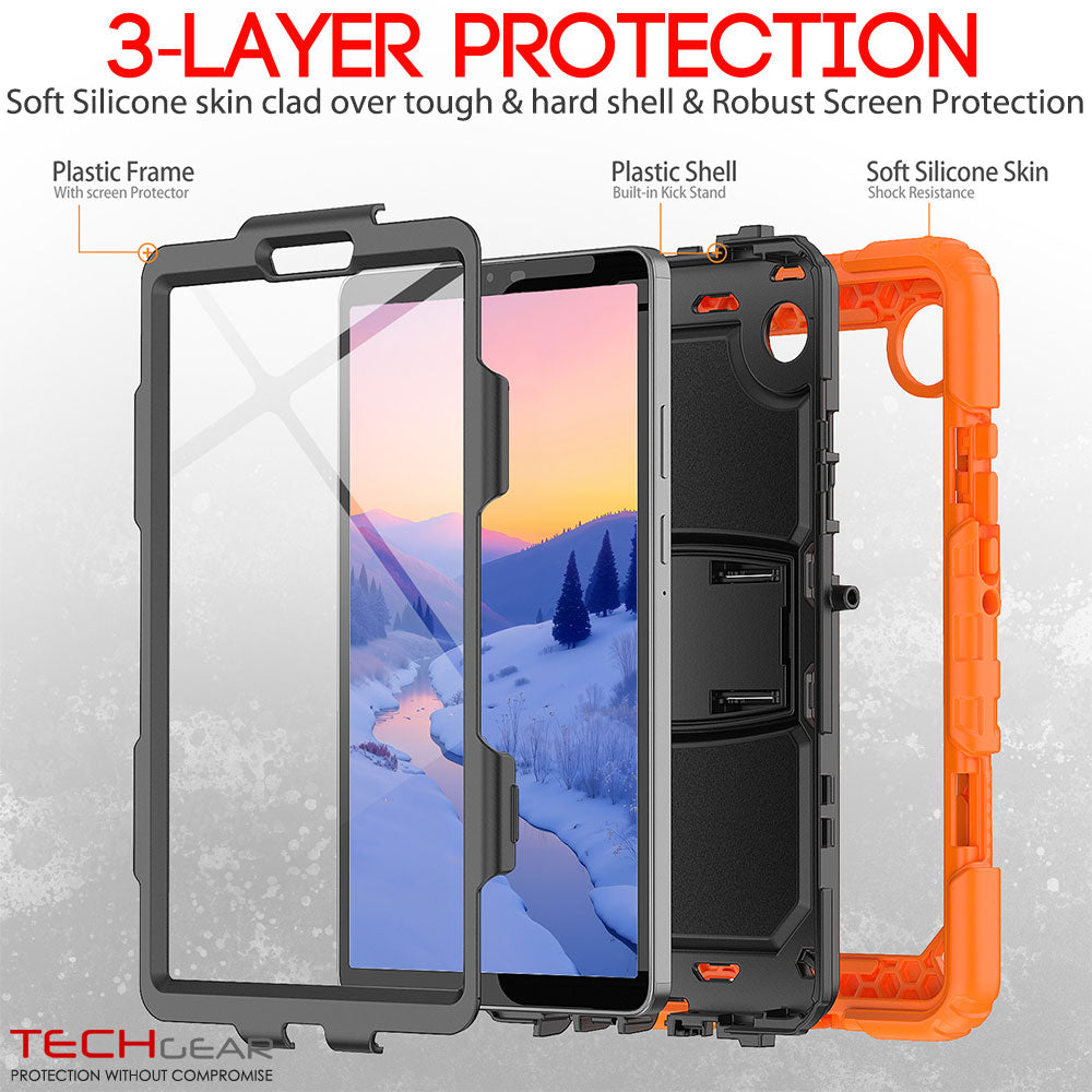 TECHGEAR ArmourSHIELD Case for Samsung Galaxy Tab A11 8.7" (SM-X130/X133/X135) – Tough Rugged Full Body Case with Screen Protector & Kickstand