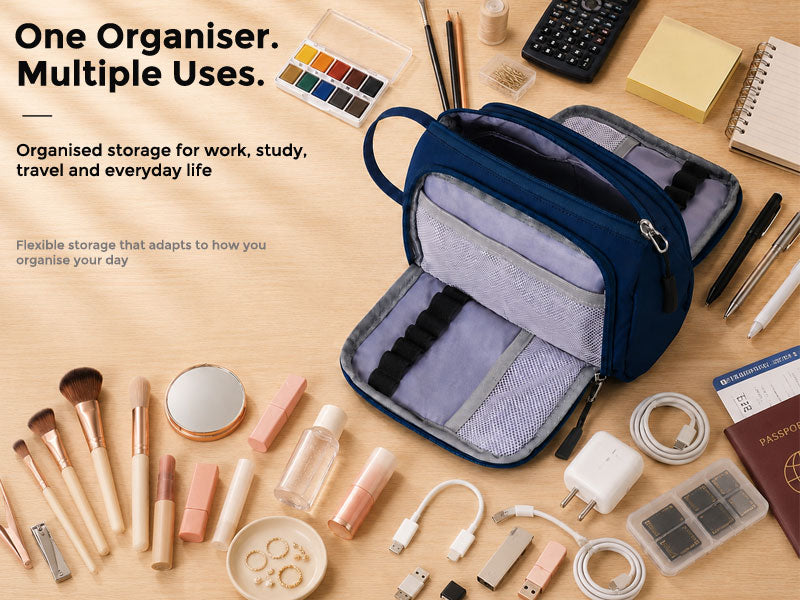 SharkByte Large Pencil Case Organiser - Big Capacity Stationery Storage Pouch with Compartments for School, College, Study, Office, Travel & Everyday Organisation