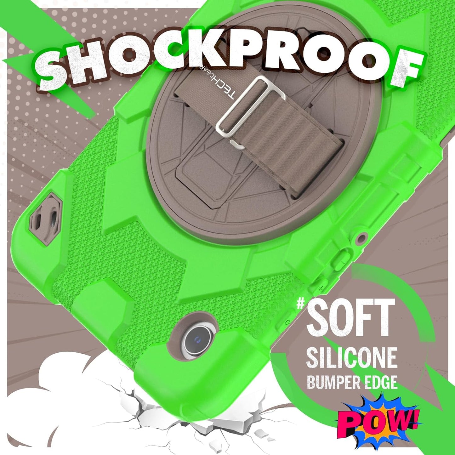 [SUPE Case] Tough Shockproof Fun Case with 360 Rotating Stand, Hand & Shoulder Strap for Samsung Galaxy Tab A9 8.7" (SM-X110 / SM-X115)