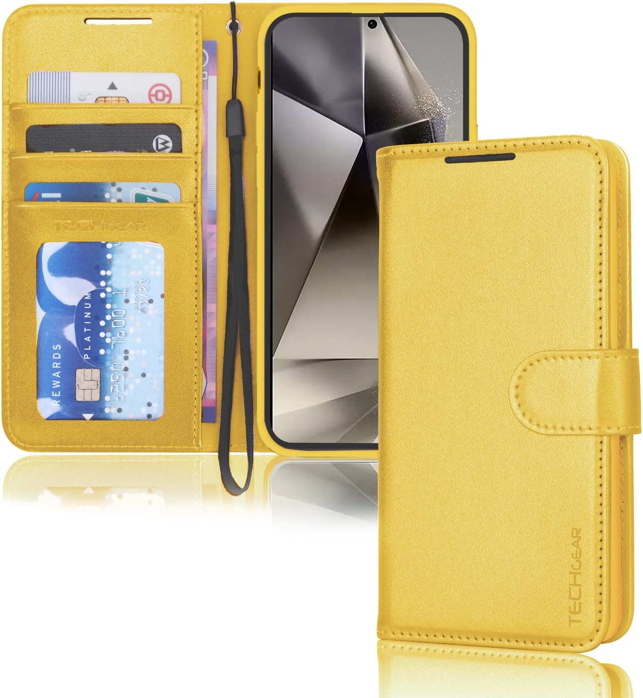 [Wallet Case] Protective Cover with Cash & Card Holder, Stand and Wrist Strap For Samsung Galaxy S24 Ultra