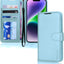 [Wallet Case] Protective Cover with Cash & Card Holder, Stand and Wrist Strap For Apple iPhone 15 Plus