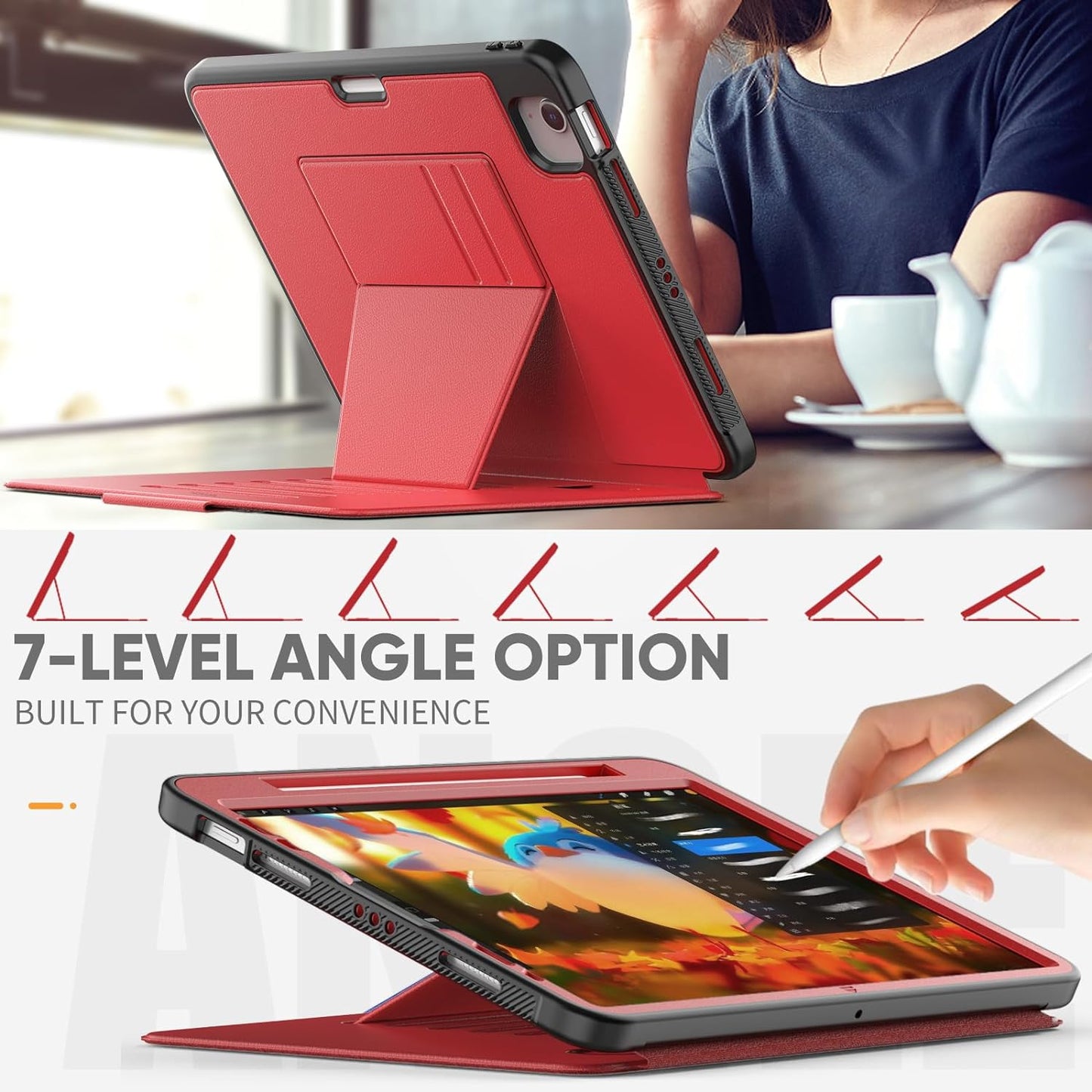 [Enduro Case] Tough Strong Magnetic & Flip Case [Auto Sleep/Wake] Cover with Multi-Angle Stand & Card Slot For Apple iPad Air 10.9", iPad Pro 11"