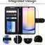 [Leather Wallet Case] Protective Cover with Cash & Card Holder, Stand and Wrist Strap For Samsung Galaxy A25 5G