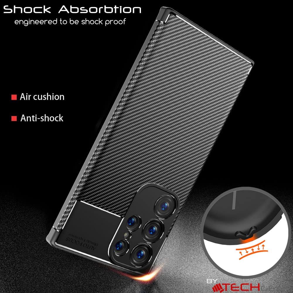 [CarbonFlex Case] Flexible, Shockproof, Ultra Slim, Soft TPU Protective Shell Cover with Carbon Fibre Detailing for Samsung Galaxy S24 Ultra