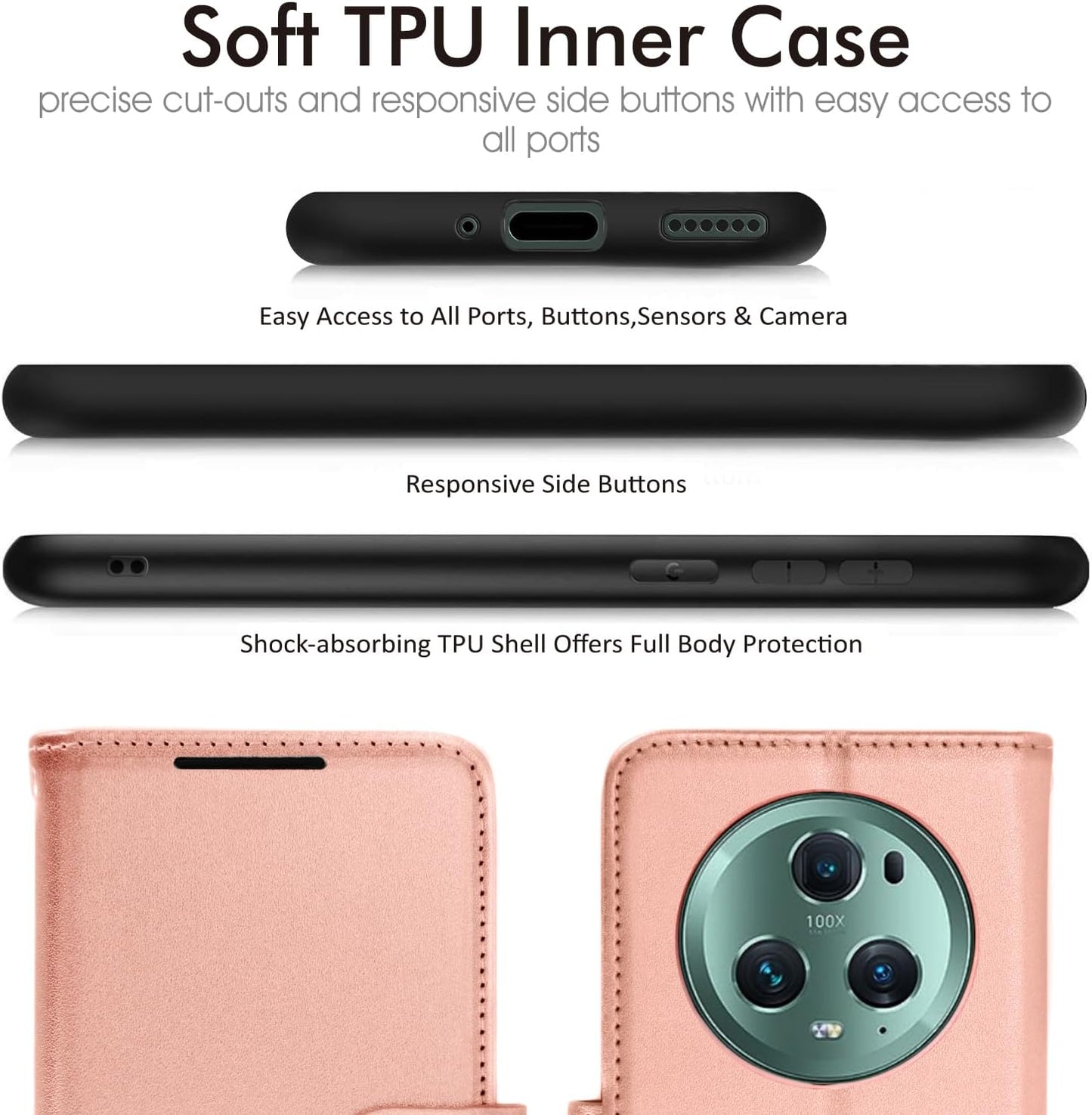 [Wallet Case] Protective Cover with Cash & Card Holder, Stand and Wrist Strap For Honor Magic 5 Pro 5G