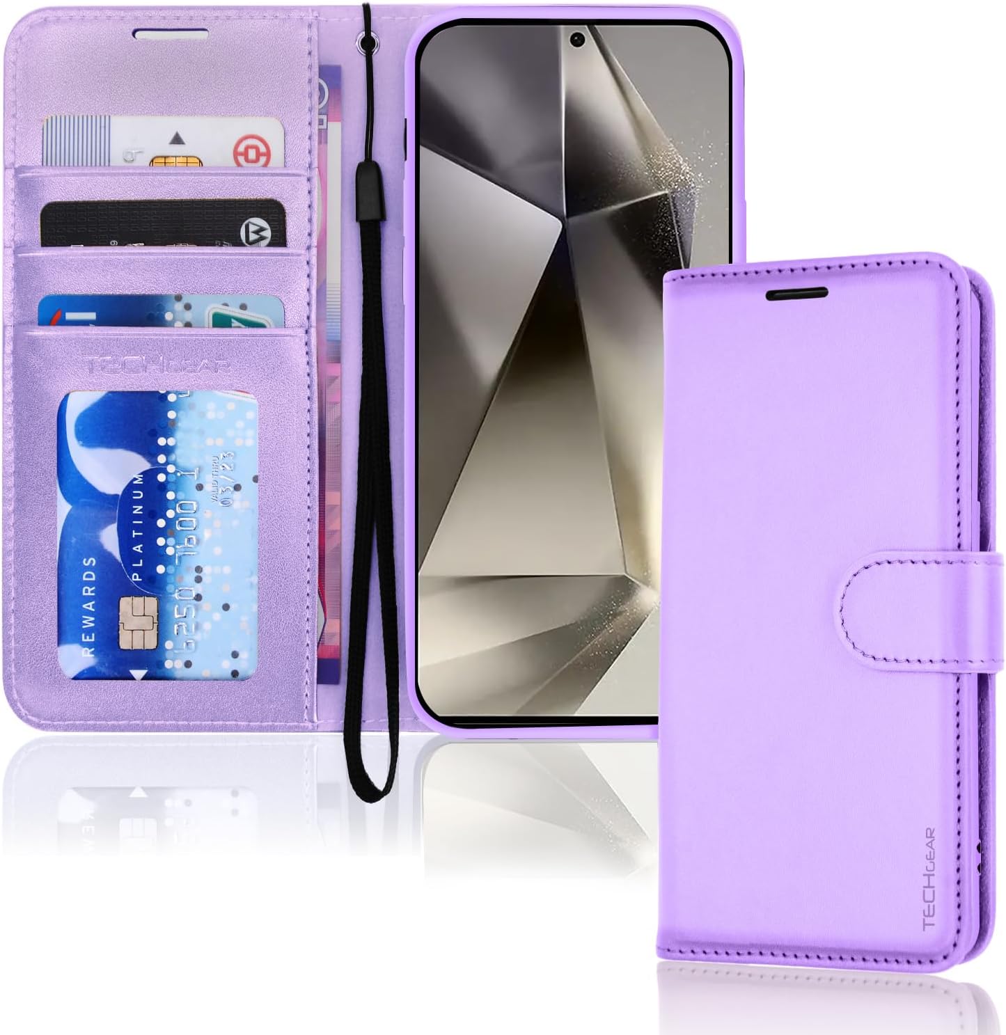 [Wallet Case] Protective Cover with Cash & Card Holder, Stand and Wrist Strap For Samsung Galaxy S24 Ultra