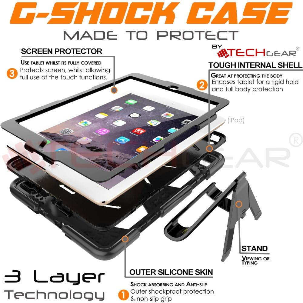 [G-SHOCK Case] Heavy Duty Long Survival Screen Protector Case for iPad 9.7" 2018 / 2017