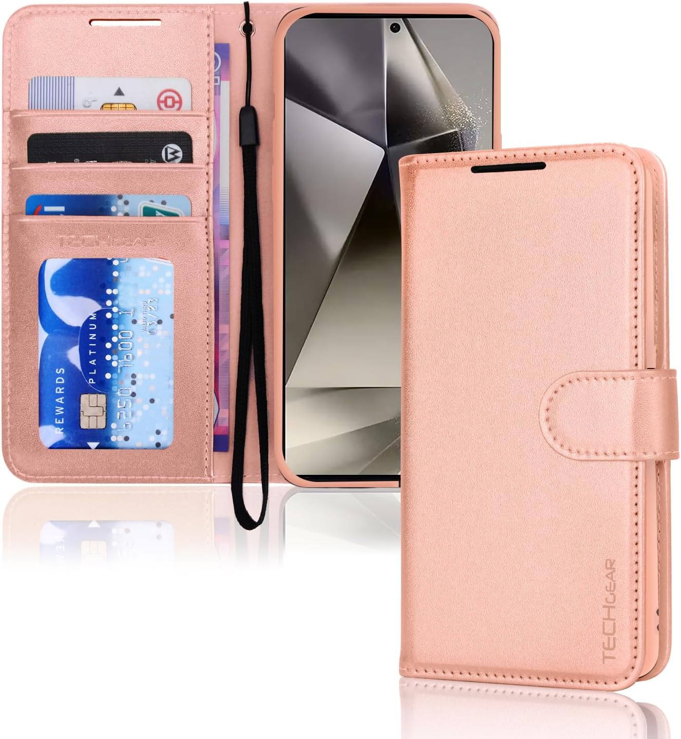 [Wallet Case] Protective Cover with Cash & Card Holder, Stand and Wrist Strap For Samsung Galaxy S24 Ultra