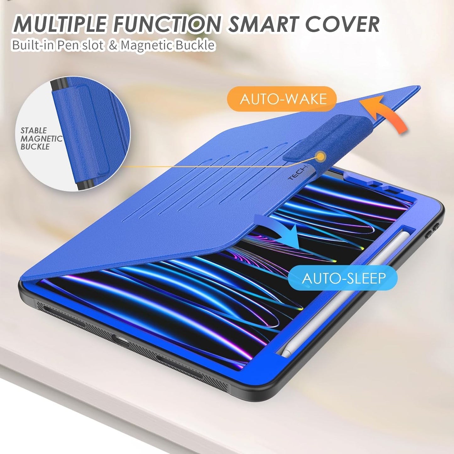 [Enduro Case] Tough Strong Magnetic & Flip Case [Auto Sleep/Wake] Cover with Multi-Angle Stand & Card Slot For Apple iPad Air 10.9", iPad Pro 11"