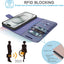 [Leather Wallet Case] Genuine Leather [RFID Blocking] Magnetic Flip Case with Card & Slots and Stand For iPhone 15 6.1"