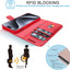 [Leather Wallet Case] Genuine Leather [RFID Blocking] Magnetic Flip Case with Card & Slots and Stand For iPhone 15 Pro