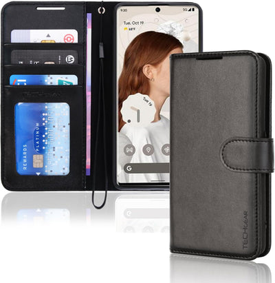[Wallet Case] Protective Cover with Cash & Card Holder, Stand and Wrist Strap For Google Pixel 8 Pro