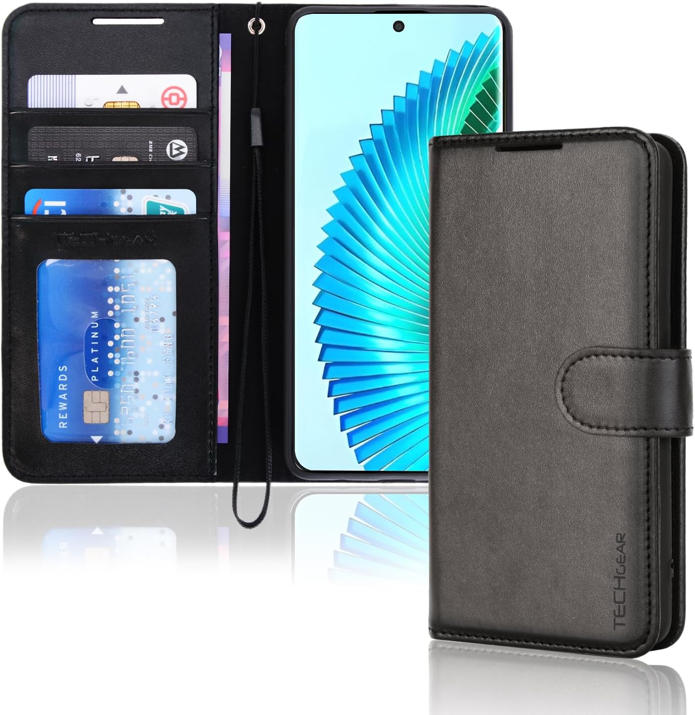 [Wallet Case] Protective Cover with Cash & Card Holder, Stand and Wrist Strap [RFID BLOCKING] For Honor Magic 6 Lite 5G