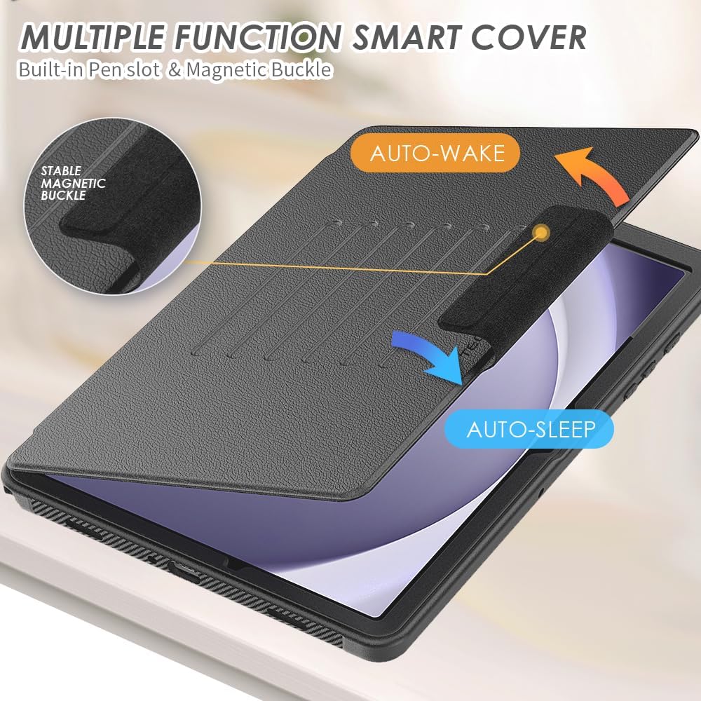 [Enduro Case] Tough Strong Magnetic & Flip Case [Auto Sleep/Wake] Cover with Multi-Angle Stand & Card Slot For Samsung Tab A9 Plus 11" (SM-X210/X215)
