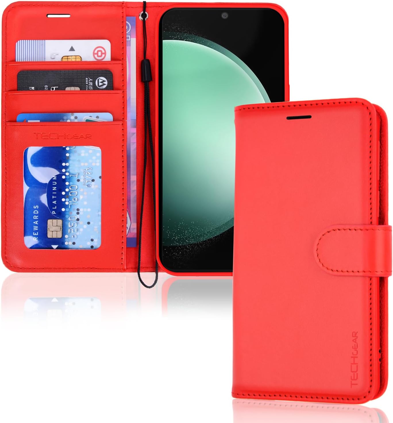 [Leather Wallet Case] Protective Cover with Cash & Card Holder, Stand and Wrist Strap For Samsung Galaxy S23 FE 5G