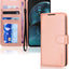 [Leather Wallet Case] Protective Cover with Cash & Card Holder, Stand and Wrist Strap For Motorola Moto G14