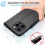 [Leather Wallet Case] Genuine Leather [RFID Blocking] Magnetic Flip Case with Card & Slots and Stand For iPhone 15 Pro