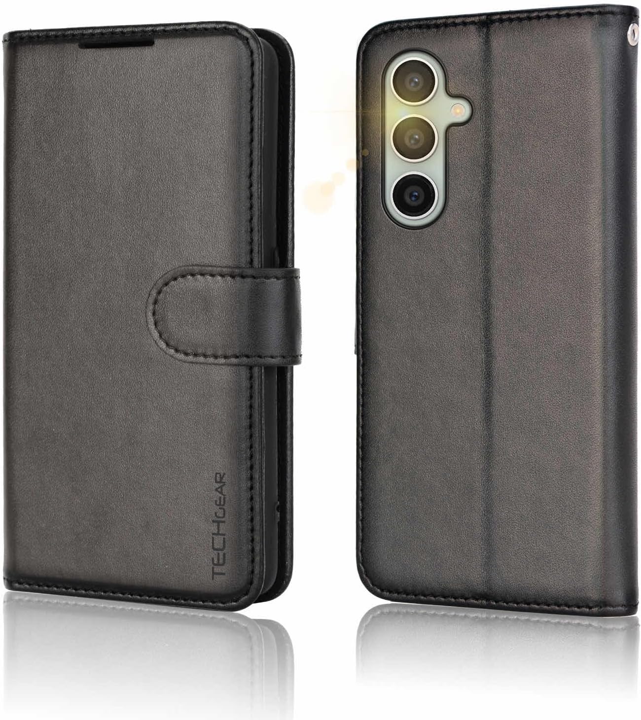 [Leather Wallet Case] Protective Cover with Cash & Card Holder, Stand and Wrist Strap For Samsung Galaxy S23 FE 5G