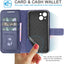 [Leather Wallet Case] Genuine Leather [RFID Blocking] Magnetic Flip Case with Card & Slots and Stand For iPhone 15 6.1"