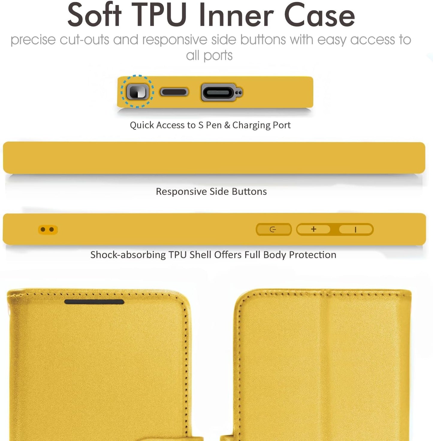 [Wallet Case] Protective Cover with Cash & Card Holder, Stand and Wrist Strap For Samsung Galaxy S24 Ultra