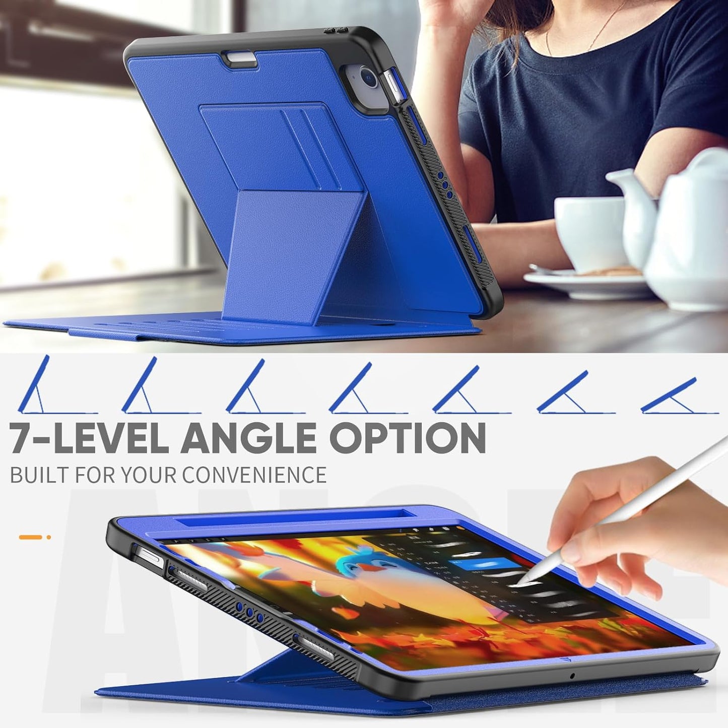 [Enduro Case] Tough Strong Magnetic & Flip Case [Auto Sleep/Wake] Cover with Multi-Angle Stand & Card Slot For Apple iPad Air 10.9", iPad Pro 11"