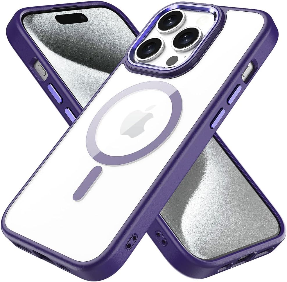 iPhone 15 Pro Max Tough MagSafe Case [Magnetic Fusion] Premium Tough Rugged Protective Case Slim Heavy Duty Protection with Clear Back