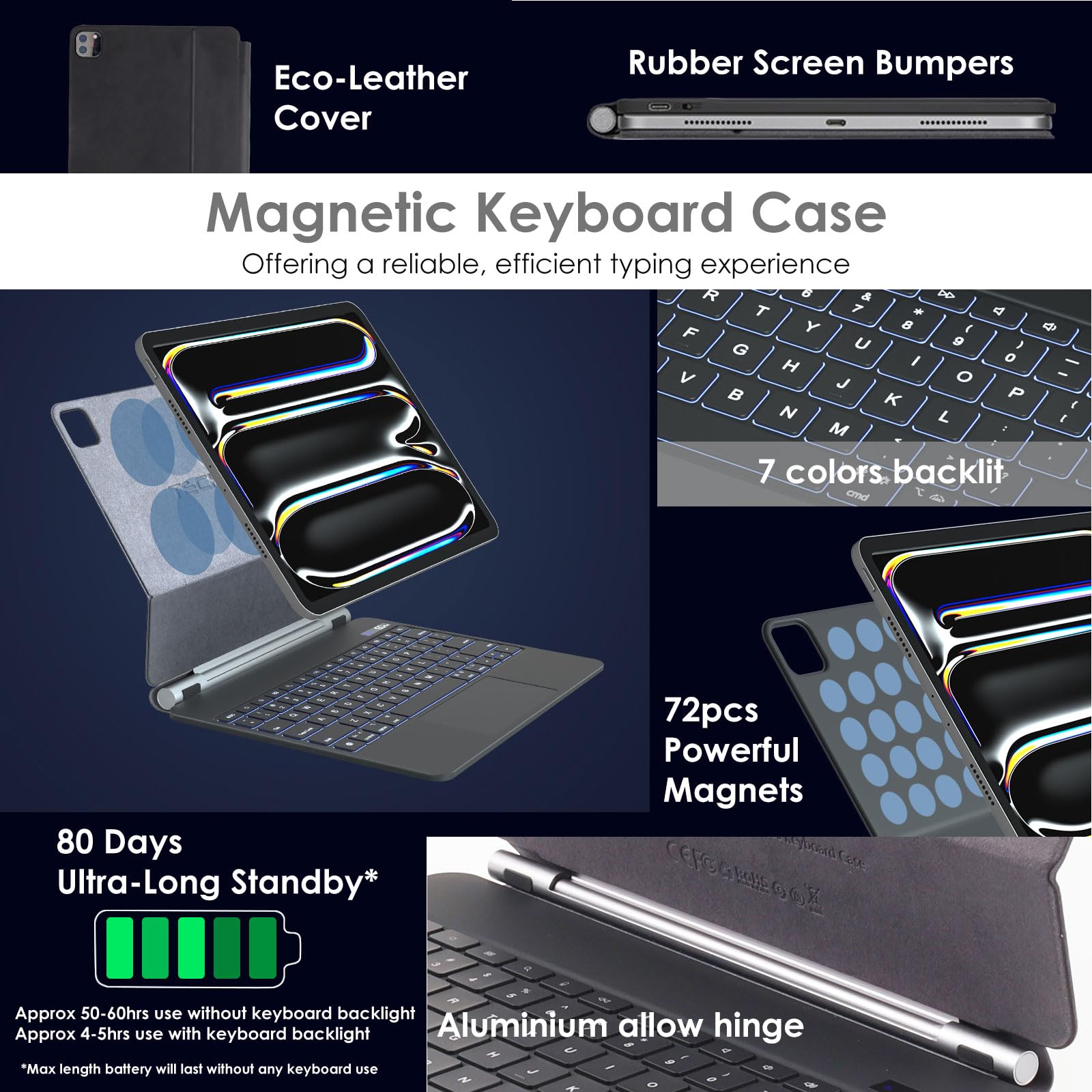 thumbnail image 2 of Fintie Backlit Keyboard Case For IPad Air 13-inch (M2 / M3) – 2024-2025 Model – Soft TPU Stand Cover With Pencil Holder 2 of 4