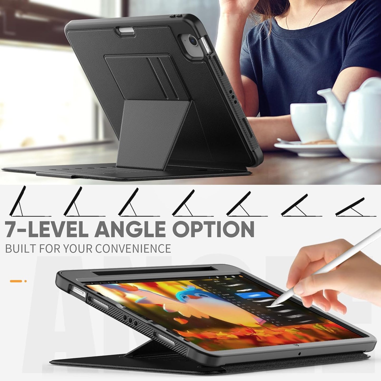 [Enduro Case] Tough Strong Magnetic & Flip Case [Auto Sleep/Wake] Cover with Multi-Angle Stand & Card Slot For Apple iPad Air 10.9", iPad Pro 11"
