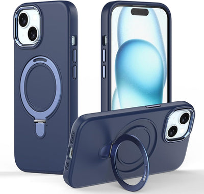 Premium Liquid Silicone Shockproof Anti-Scratch Magnetic Kickstand Case, Soft Microfibre Lining, Compatible with MagSafe Case for iPhone 15 Plus