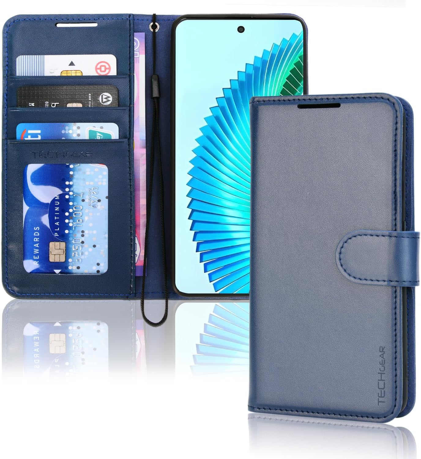 [Wallet Case] Protective Cover with Cash & Card Holder, Stand and Wrist Strap [RFID BLOCKING] For Honor Magic 6 Lite 5G